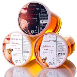 Sugaring Factory Sugaring Paste, 3 Pack - Luxury Soft, Luxury Gentle, Luxury Ultra - Organic Sugar Wax for All Body Hair Removal, Made in USA, Long-Lasting Results, Unisex Hair Removal Agent